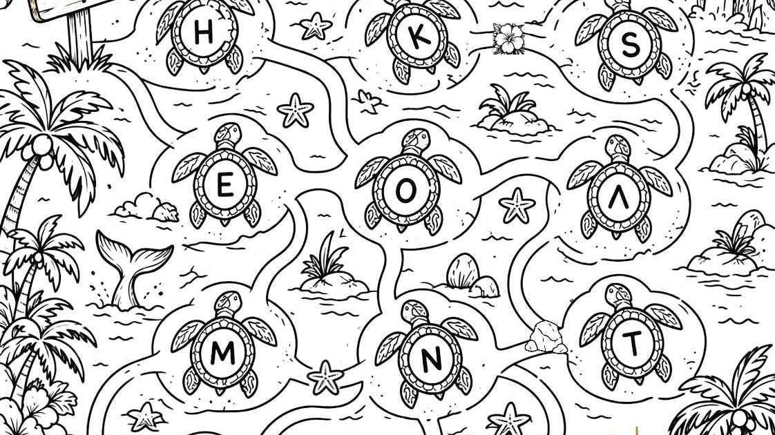 Free Kids Honu Maze Printable 🐢