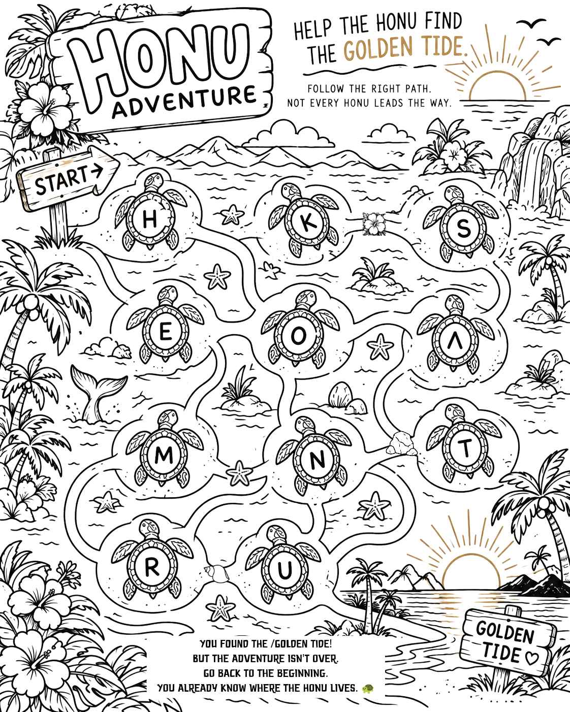Free Kids Honu Maze Printable 🐢